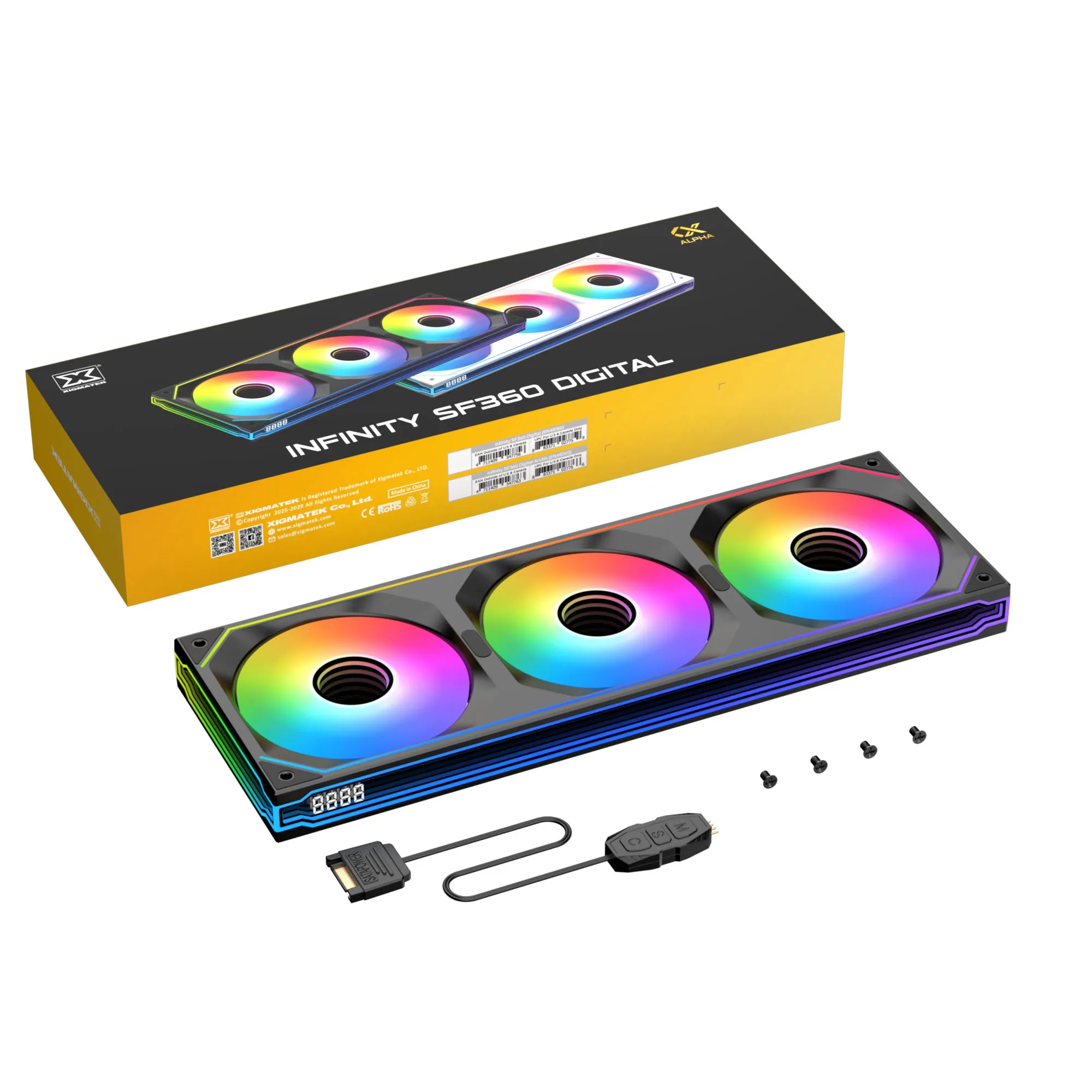 XIGMATEK SF360 DIGITAL ARGB PC ventilador con cubierta espejo infinito sincronización de la placa base 4PIN PWM CPU ventilador enfriador estructura unida - imagen 5