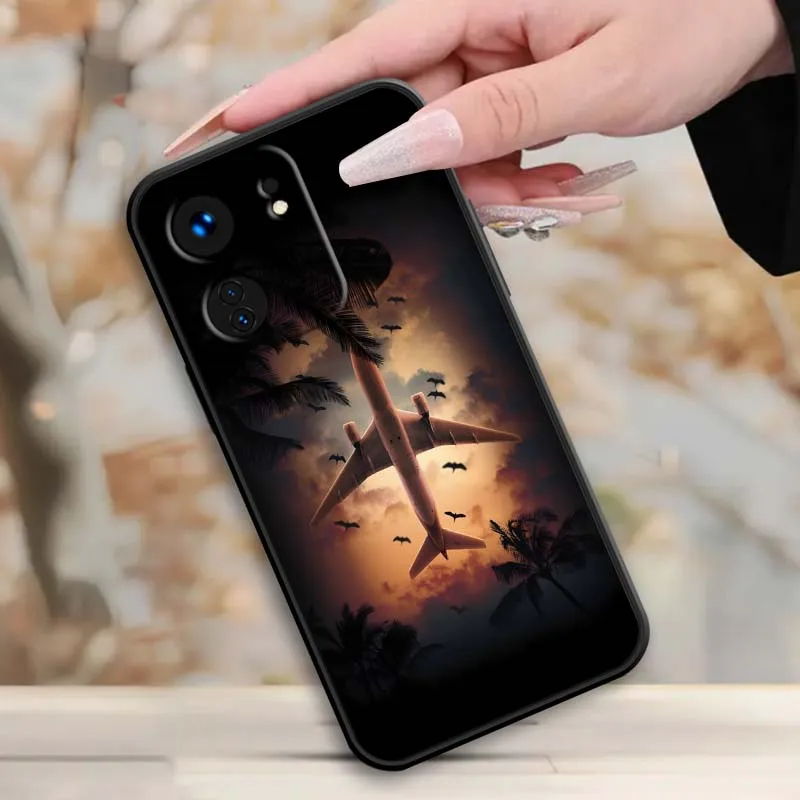 Avión Popular fresco para Xiaomi Redmi 12 13C 12C 13 10C 9T A2 9A 9C 7A Note 10S 8T 10 9 8 Pro 4G 5G funda de teléfono negra - imagen 3