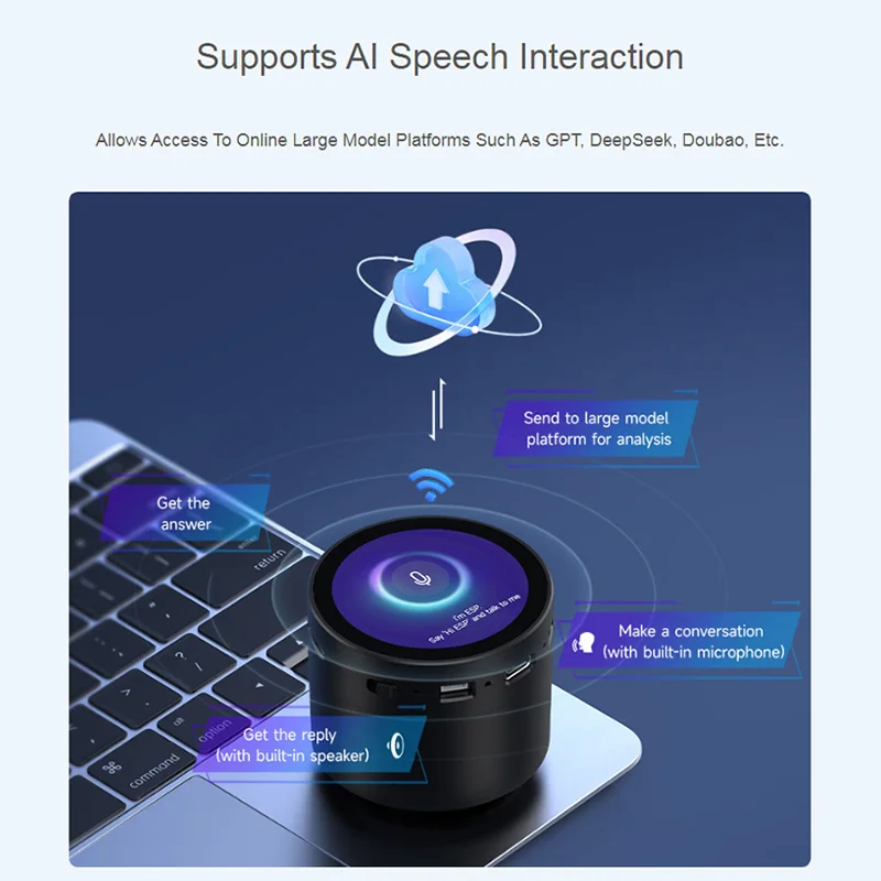 Pantalla táctil capacitiva LCD redonda de 1,85 pulgadas, 360x360, placa de desarrollo de ESP32-S3, compatible con Wi-Fi y Bluetooth, interacción de voz AI - imagen 5