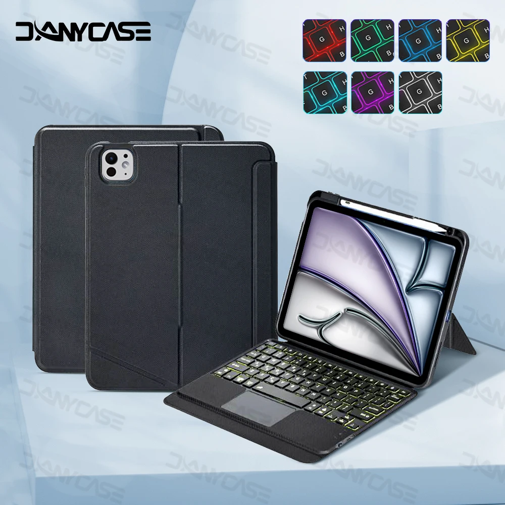 Para 2024 iPad Air 11 M2 funda con teclado mágico compatible con iPad Pro13/11 M4, Air 4/5 10,9 10th 7/8/9th 10,2 Pro 12,9 funda con teclado