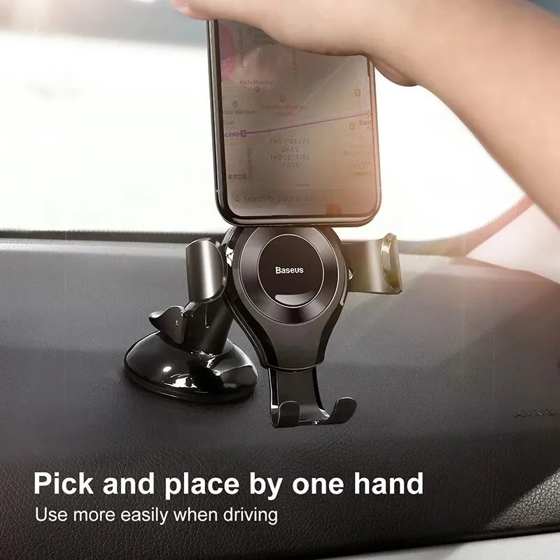 Soporte de teléfono Baseus para coche para iPhone, salpicadero de gravedad automático con ventosa, soporte para teléfono móvil para coche, soporte para Samsung/Xiaomi/Huawei - imagen 2