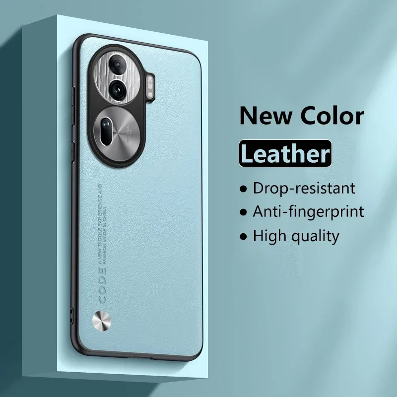 Funda de teléfono para Oppo Reno 11 Pro, cubierta dura de cuero de lujo, fibra de carbono esmerilada, ultrafina, a prueba de golpes, bordes suaves - imagen 2