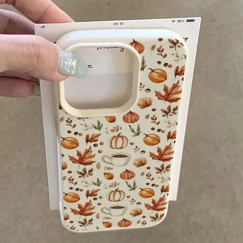 Funda de teléfono de silicona con leche de café y calabaza de otoño para iPhone 17 16 15 14 13 12 11 Pro Max Plus 17 Air X XR XS cubierta a prueba de golpes - imagen 5