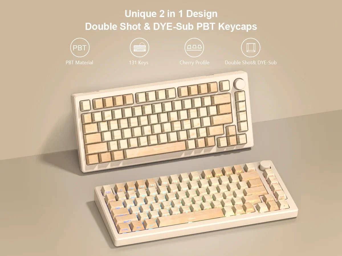 Teclas XVX de 127 teclas de madera PBT con estampado lateral brillante a través de tinte-Sub Cherry perfil Keycap para teclado mecánico Cherry MX Gamer - imagen 2
