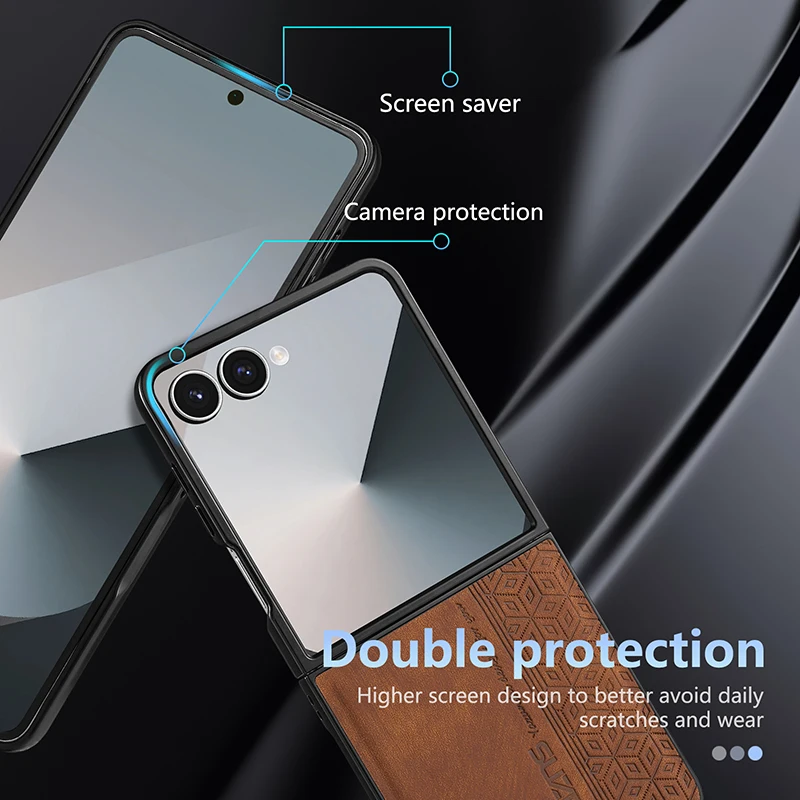 Para Samsung Galaxy Z Flip 7 funda suave de cuero PU funda protectora trasera de teléfono para Samsung Z Flip 7 FE 6 5 4 3 Shell - imagen 3