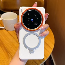 Funda magnética para VIVO X200 X100 Ultra X200S X200Pro Mini soporte giratorio cubierta de cuero PU de Color puro para VIVO X200 Pro