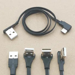 Codo USB plano de 50CM a conector de Cable de carga macho tipo C Cable suave de ángulo recto versión 2,0 USB 2,0 a tipo C