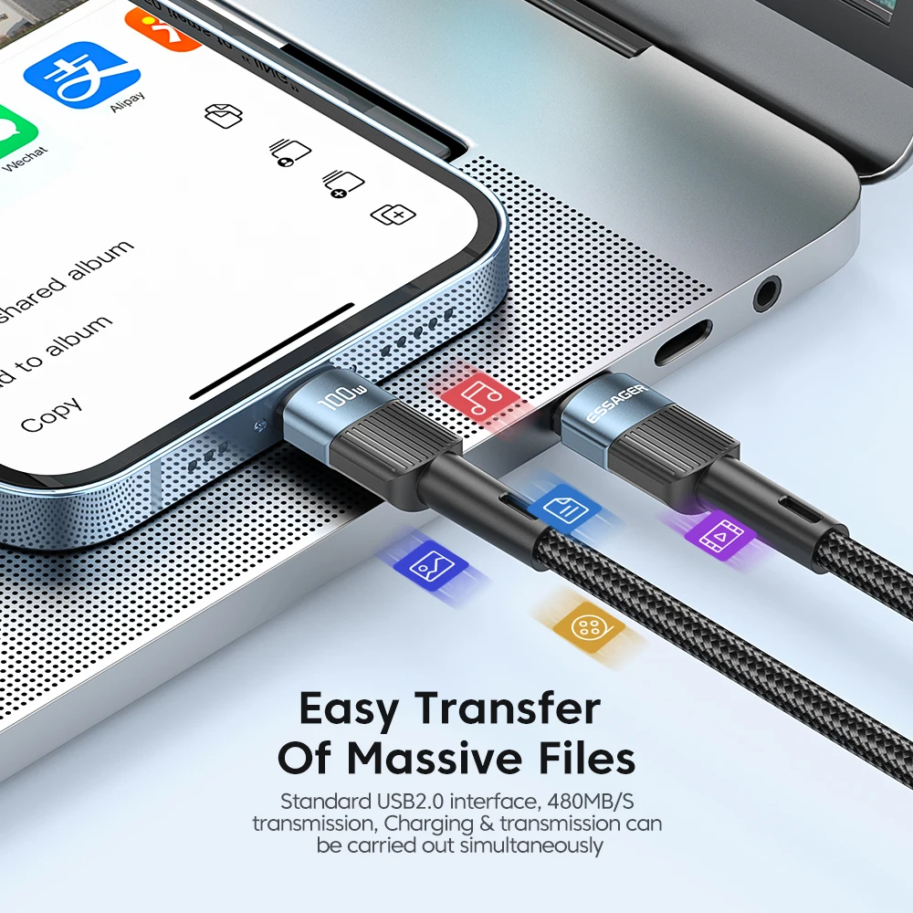 Essager Cable USB-C 100W Power Delivery Carga Rápida - imagen 4