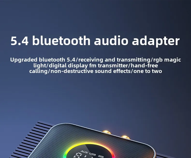 Receptor de Audio NFC Bluetooth 5,4, adaptador inalámbrico de música estéreo AUX RCA de 3,5mm sin pérdidas, Control remoto tipo C con reproducción de disco en U - imagen 5