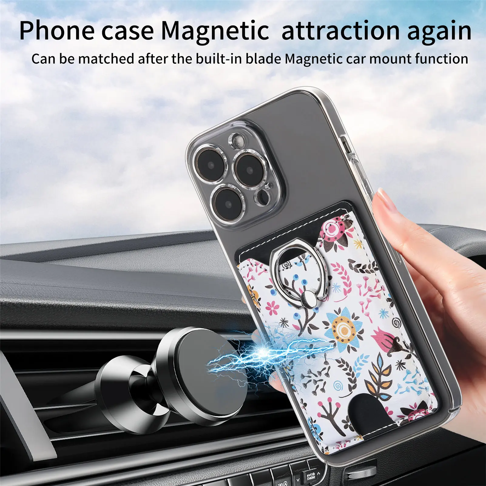 Anillo magnético para dedo, bolso de cuero para tarjetas de teléfono móvil, pegatina trasera adhesiva, soporte Universal para teléfono, monedero de bolsillo Vertical - imagen 4