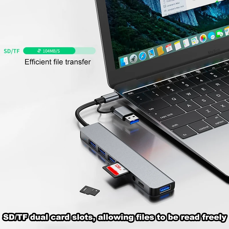 7 puertos USB 3,0 HUB USB C HUB TYPE-C a USB HUB concentrador USB C estación de acoplamiento 5Gbps adaptador de alta velocidad OTG para PC MacBook - imagen 4