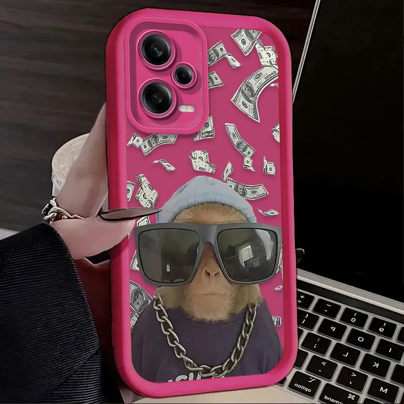 Gafas de sol mono billete caso para Xiaomi Redmi Note 12 13 14 11 Pro Plus 5G 12S 11S 10S 10 9 Redmi 14C 13C 12C 12 4G A3 A3X - imagen 3