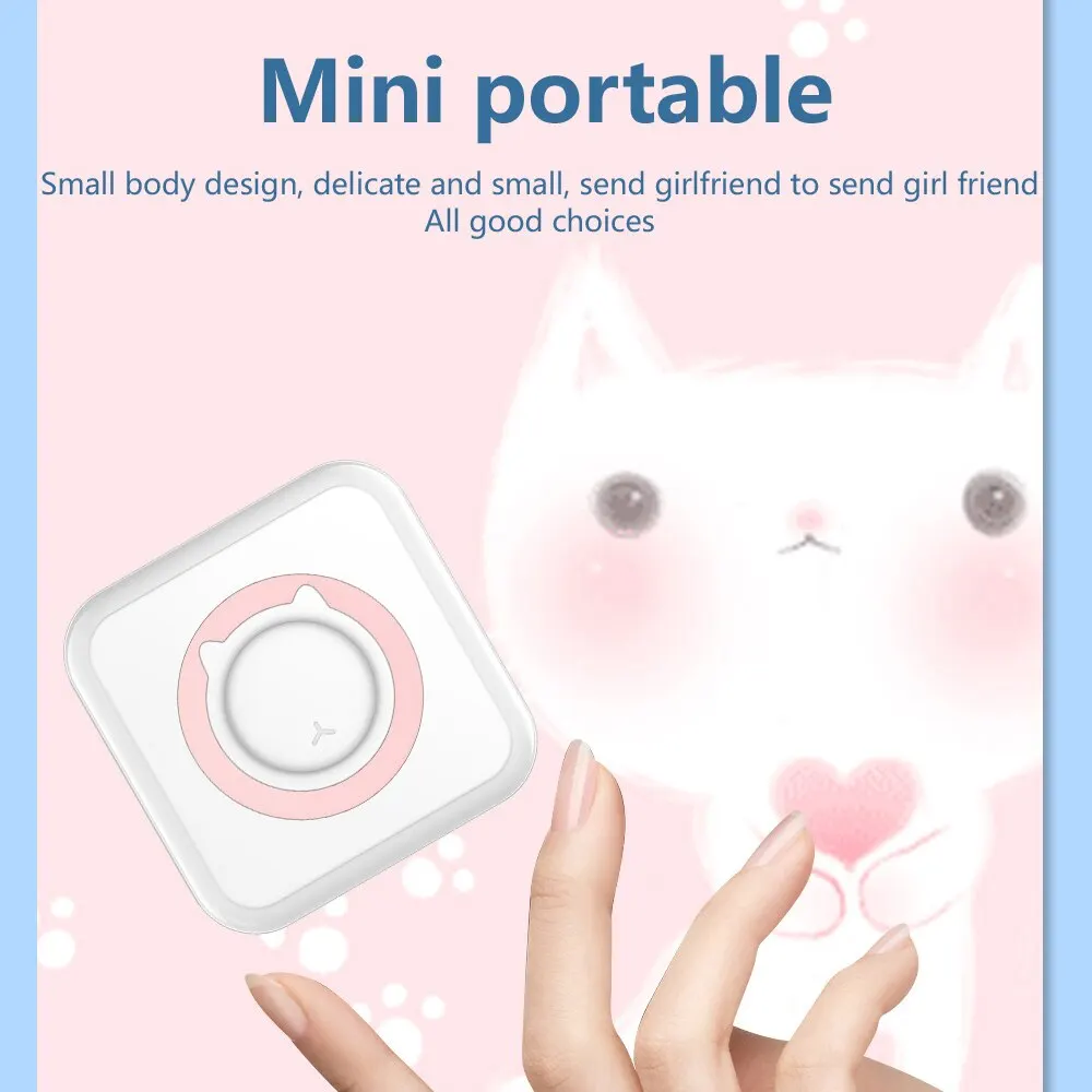 Mini Impresora térmica portátil, papel sin tinta, Bluetooth, inalámbrica, Android, IOS, etiquetas - imagen 2