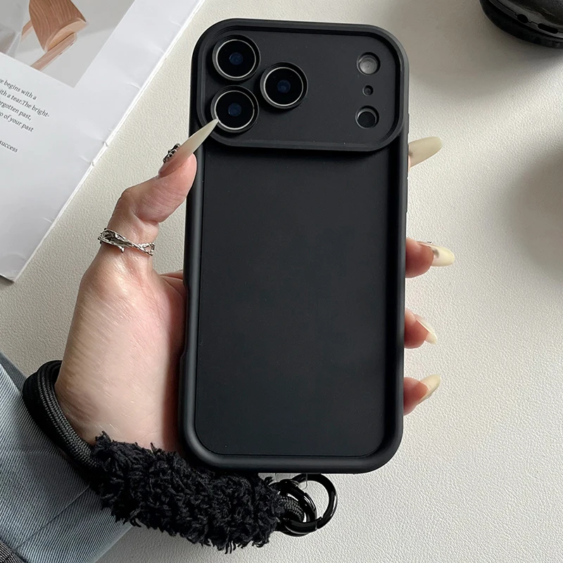 Funda de teléfono de lujo de Color caramelo para Xiaomi Redmi Note 14 13 12 Pro Plus 5G 13 12S Redmi 12 14C funda de correa colgante de muñeca de felpa suave - imagen 4