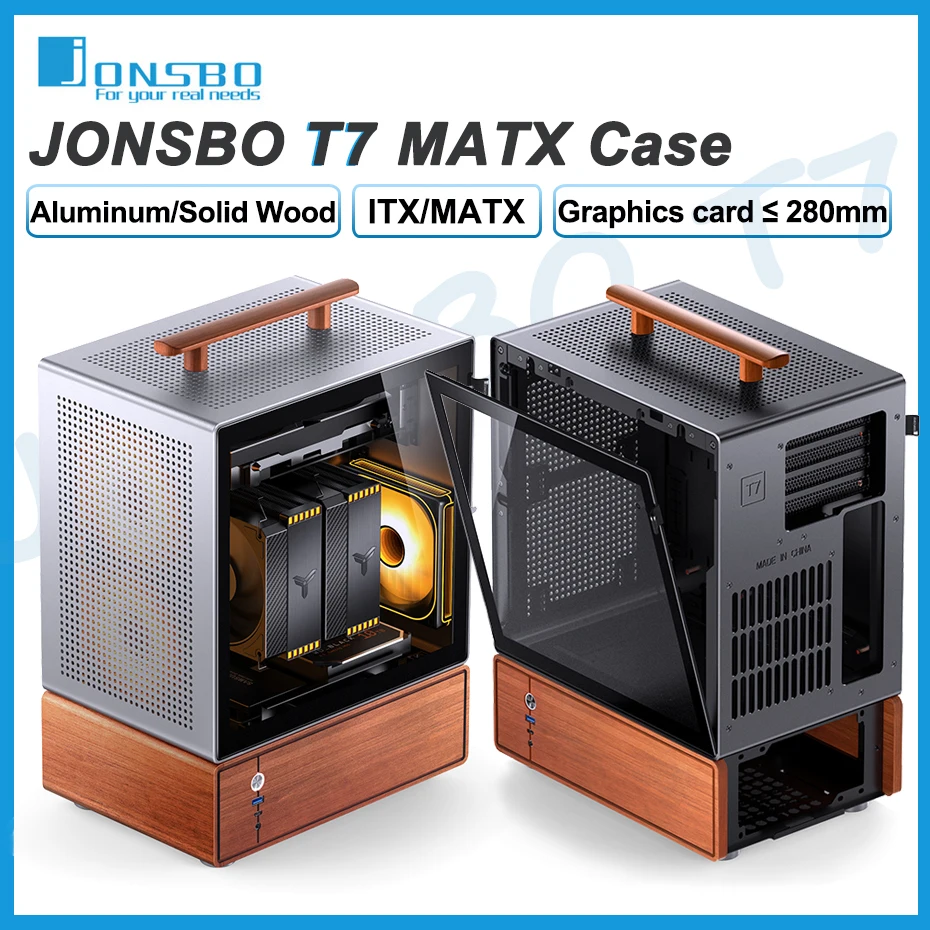 Caja JONSBO T7 MATX, chasis de ordenador de escritorio portátil, fuente de alimentación ATX, compatible con tarjeta gráfica de 280mm - imagen 2