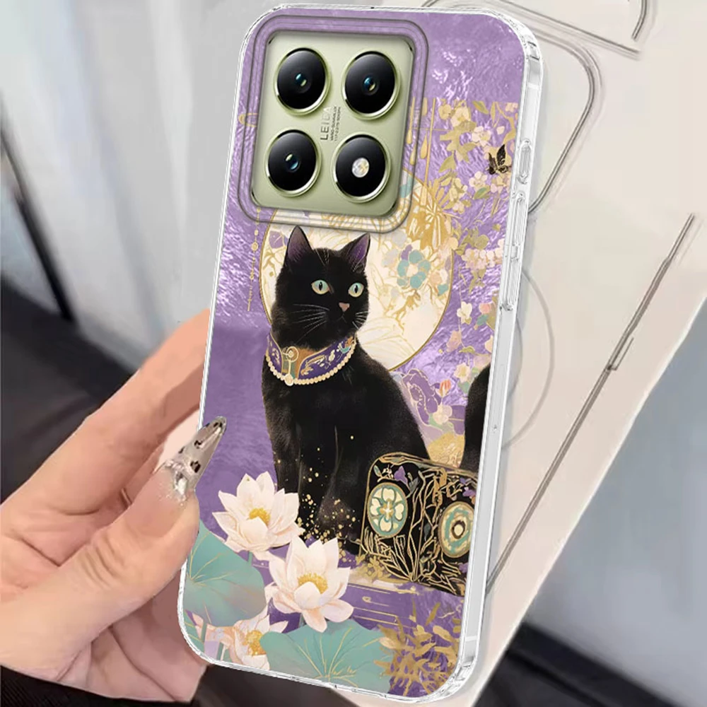 Funda de teléfono con diseño de vórtice y flores de dibujos animados de gato para Xiaomi 14T 13T 11 Lite NE Poco X5 M6 X6 X7 X3 Pro NFC C65 C61 M5S, funda de lujo - imagen 4