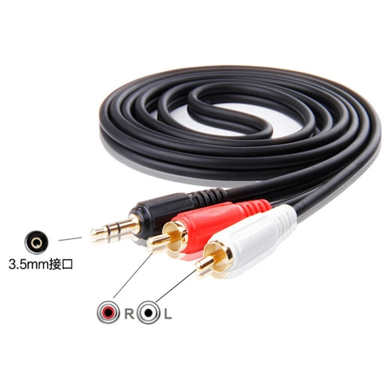 Cable RCA Jack 3,5 a RCA, conector de Audio de 3,5mm a 2RCA macho, Cable auxiliar divisor para TV, PC, amplificador, DVD, altavoz, 0,1 m, 3m, 5m