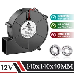 GDSTIME Ventilador Turbo 140mm 12V – Centrífugo Industrial Doble Bola