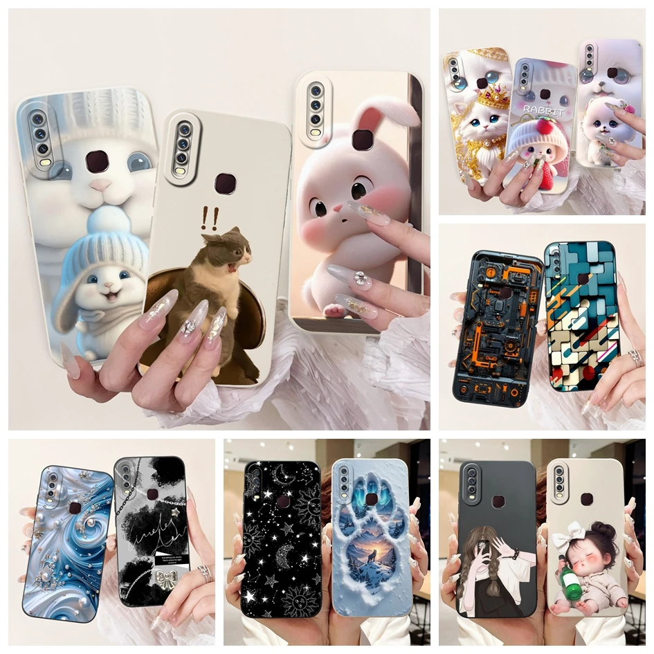 Funda para Vivo Y11 2019 Y12 Y12i Y15 Y17 Funda nuevo diseño lindo conejo de dibujos animados Funda protectora de silicona suave en VivoY12 Y 12 Funda