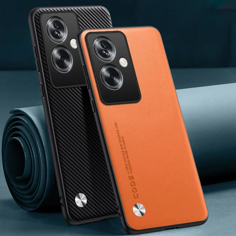 Funda de cuero PU de lujo para OPPO A79, A1, A2 Pro, 5G, funda trasera de silicona mate, funda de teléfono de protección completa para OPPO A2X, A2M - imagen 2