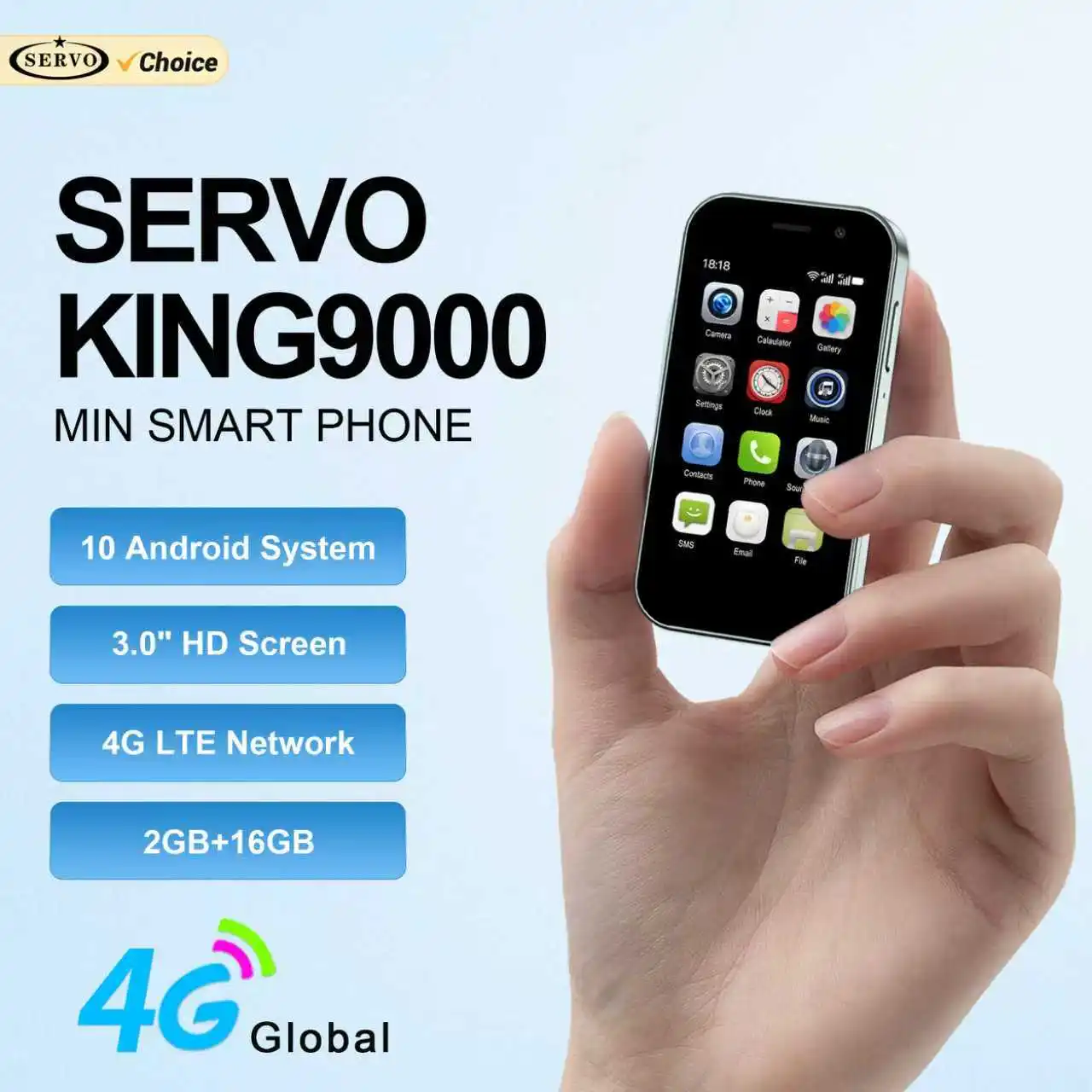 SERVO KING9000 Mini Smartphone 4G LTE sistema Android Play store WhatsAPP desbloqueo facial 2GB + 16GB WiFi 3,0 "teléfonos móviles inteligentes de bolsillo