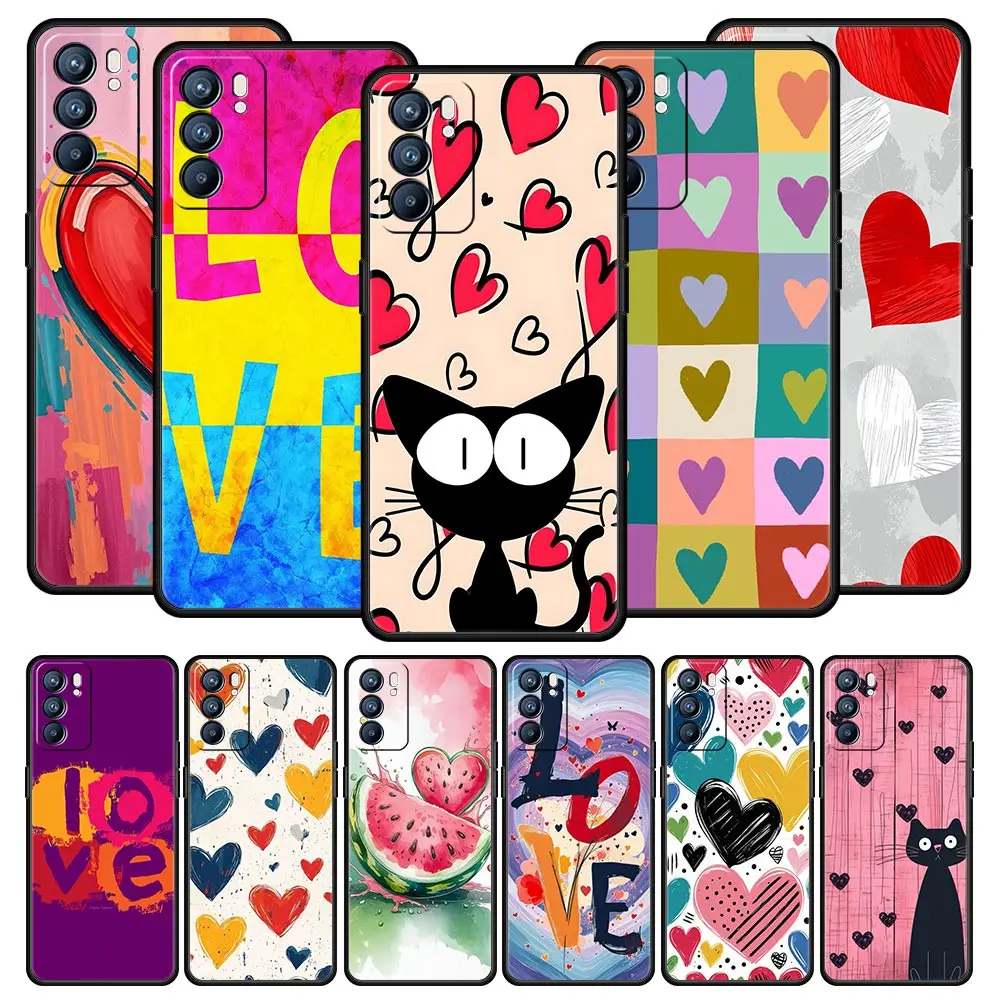 Funda de teléfono para Oppo Reno13 Reno12 Reno11 F Reno10 Pro A54 A53 A95 A76 A74 A57 A98 A80 A79 5G A78 4G, funda A Loving Printout