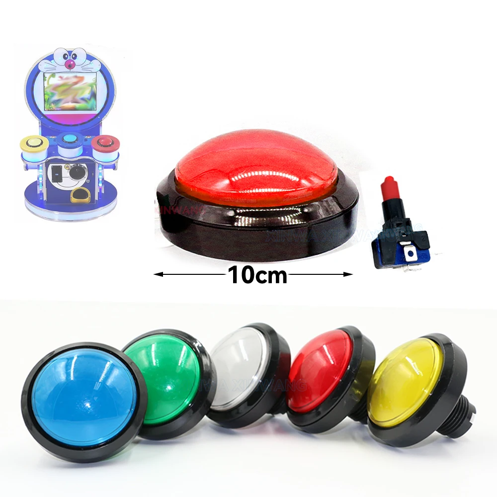Pulsador de cúpula grande para DJ, botón redondo de 100mm, 12v, Led iluminado para Vidoe, máquina de juego Arcade, zumbador, interruptor de Reajuste automático, 1 unidad - imagen 2