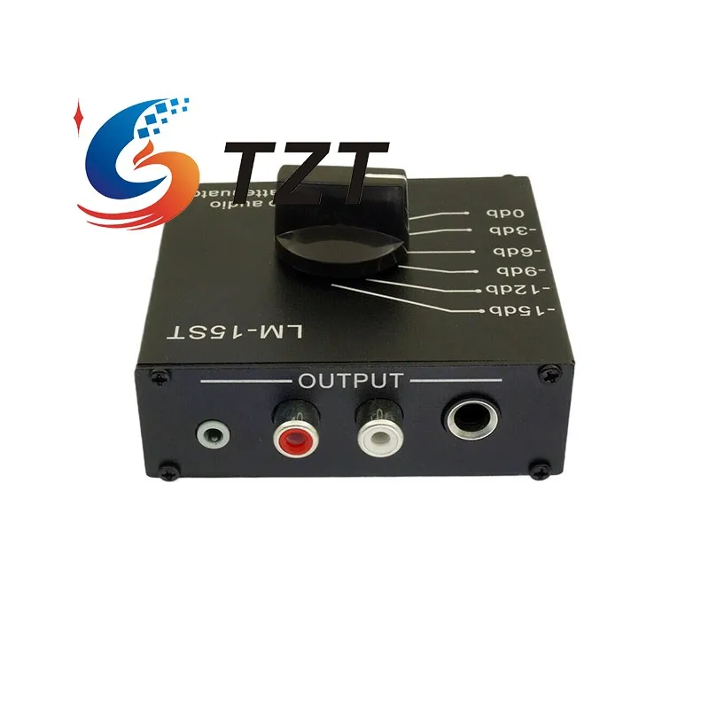TZT LM-15ST Atenuador de audio pasivo estéreo de doble canal de alto nivel a bajo nivel Compatible con RCA de 3,5 mm/6,5 mm