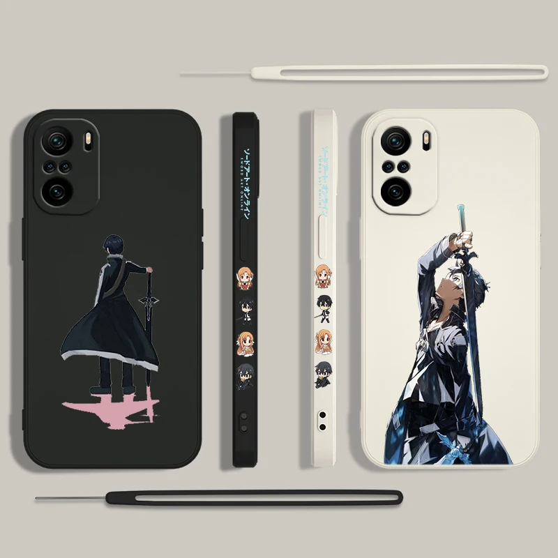 Sword Art Online funda de teléfono para Xiaomi Redmi Note 13, 12, 12Pro, 11, 11S, 11T, 10S, 10 Pro Plus, 5G, cuerda líquida izquierda - imagen 2