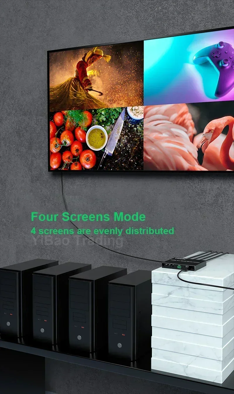 Multivisor 4 en 1 con 6 modos de visualización, conmutador de pantalla sin fisuras, 1080p, HDMI, 4x1, canal de vídeo multiplexor - imagen 4