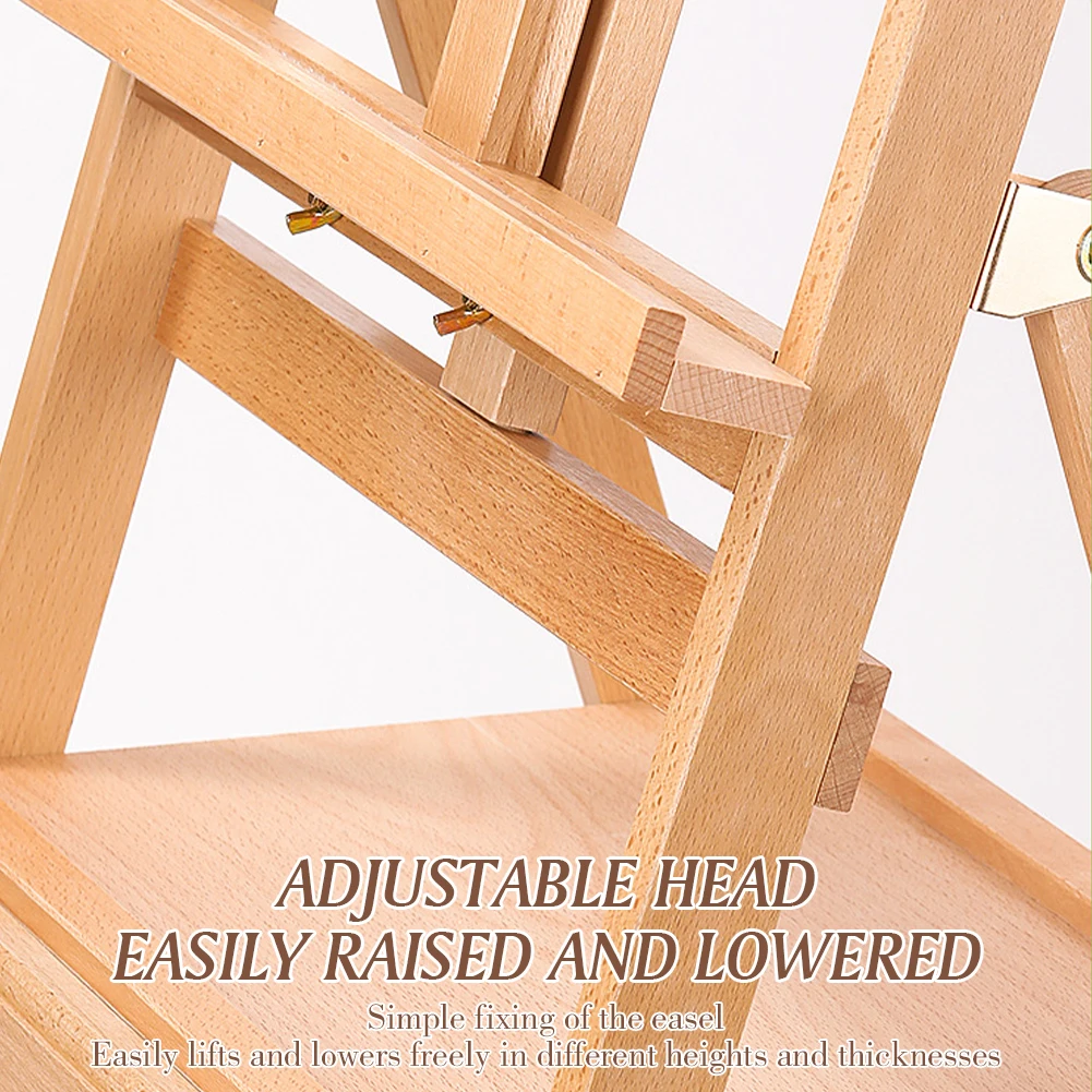 Caballete multifuncional de haya con cajón, bandeja, caballete plano plegable, tablero de dibujo, caballete para niños, boceto, pintura al óleo - imagen 5