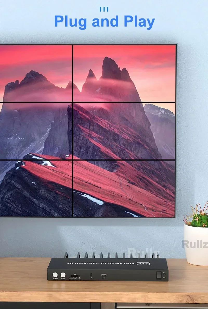 Controlador de pared de vídeo HDMI 4K 3x3, procesador de empalme de Monitor multipantalla 2x2 2X3, 9 unidades, empalmador de TV, matriz de empalme HDMI 4K 3x3 - imagen 5
