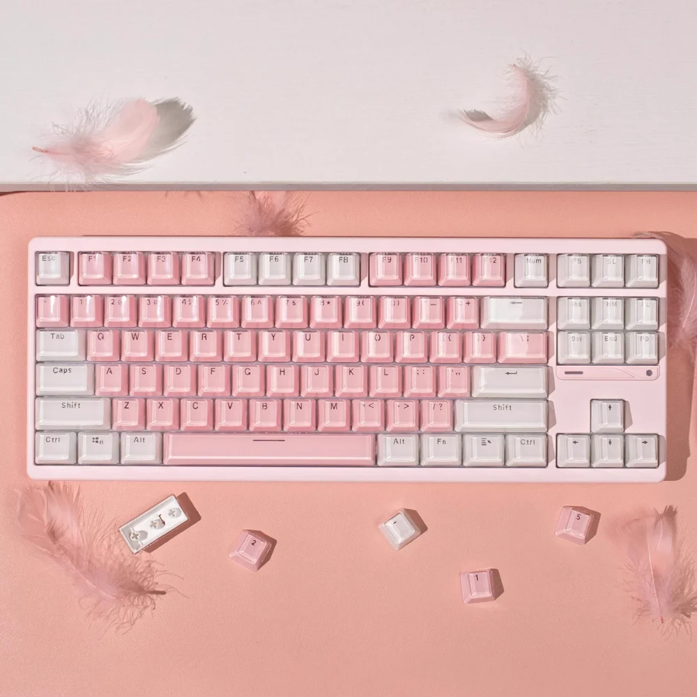 Teclas translúcidas grabadas con gelatina de cristal OEM, teclas PBT + PC, color rosa y negro, adecuadas para teclados mecánicos - imagen 5