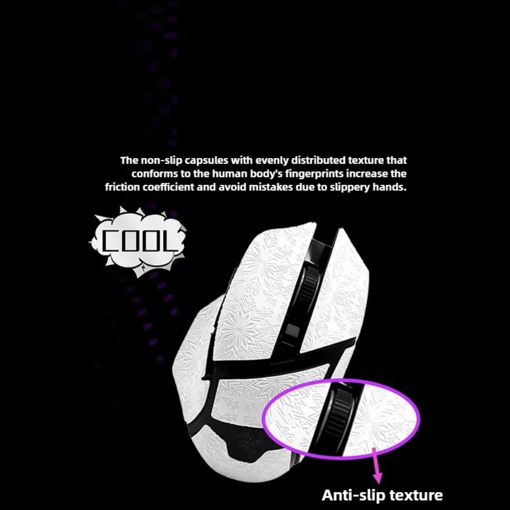 Pegatina antideslizante con diseño de copos de nieve para Razer Basilisk V3/PRO/X, pegatina antideslizante absorbente de sudor, pegatina personalizada - imagen 4