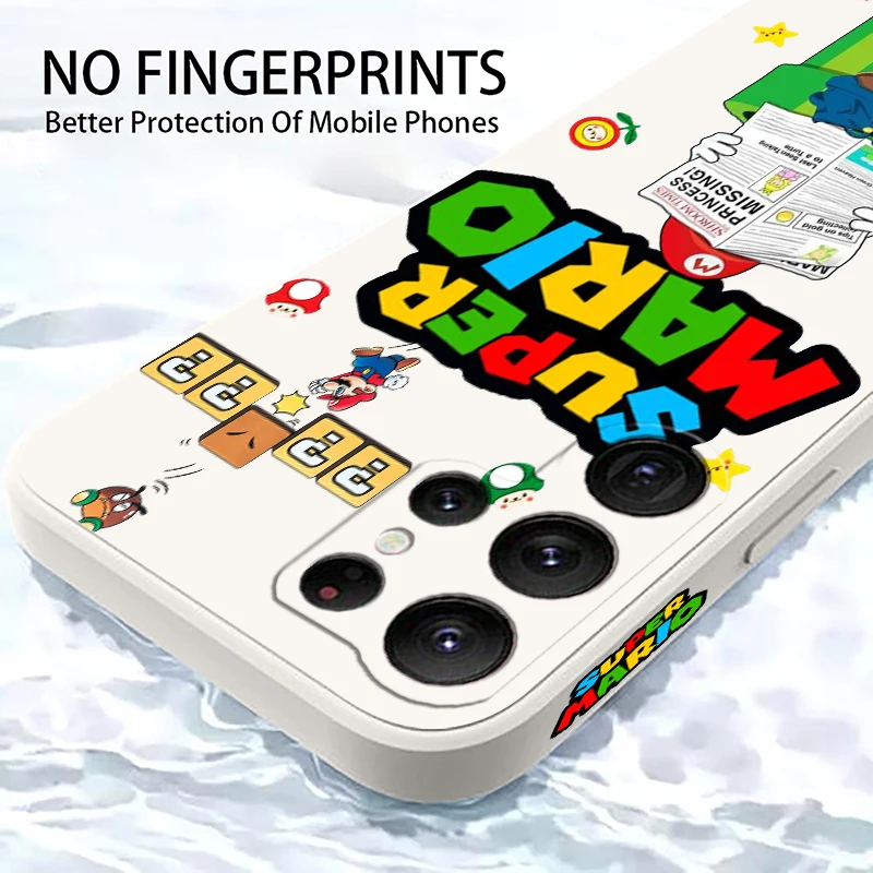 S-Super m-marios b-bros Linda cuerda izquierda líquida para Samsung Galaxy S24 S23 S22 S21 S20 FE S10 Ultra Plus Lite 5G TPU funda de teléfono - imagen 5