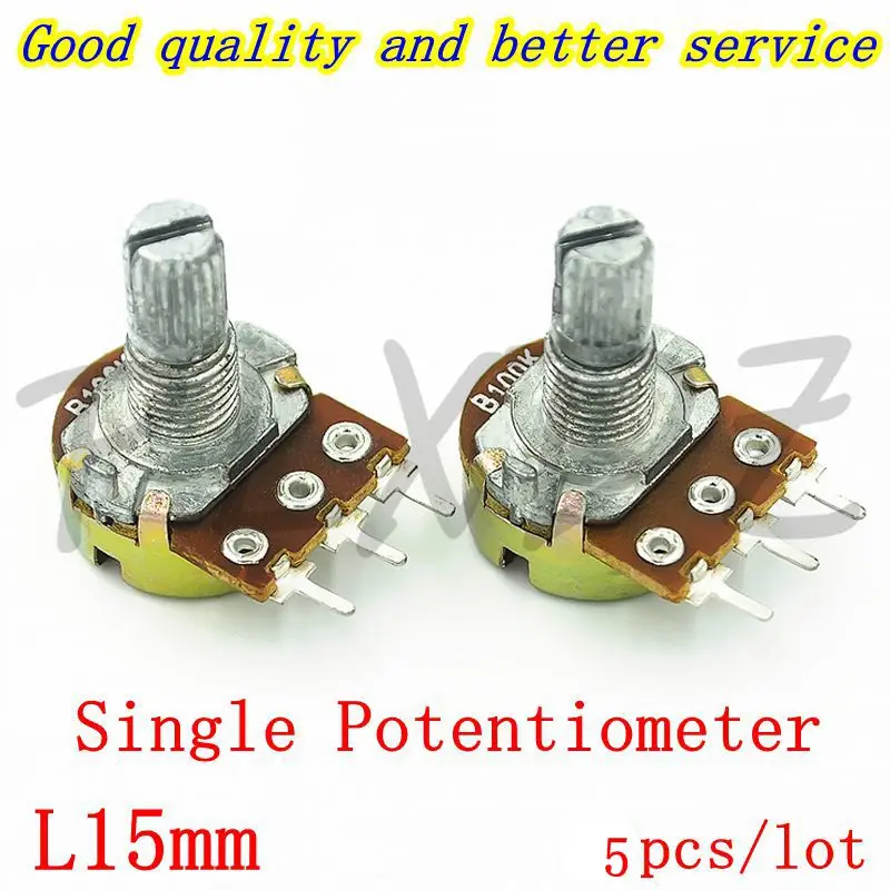 5 uds WH148 potenciómetro 3pin B 1K 2K 5K 10K 20K 50K 100K 250K 500K 1M ohm B10K B100K potenciómetro único longitud del eje 15 L15mm