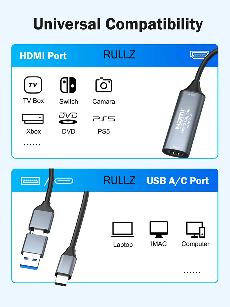 Ms2130 4K HDMI a tipo C USB 3,0 tarjeta de captura de vídeo 1080p Audio Video Grabber juego transmisión en vivo grabación para PS4 PS5 cámara PC - imagen 5