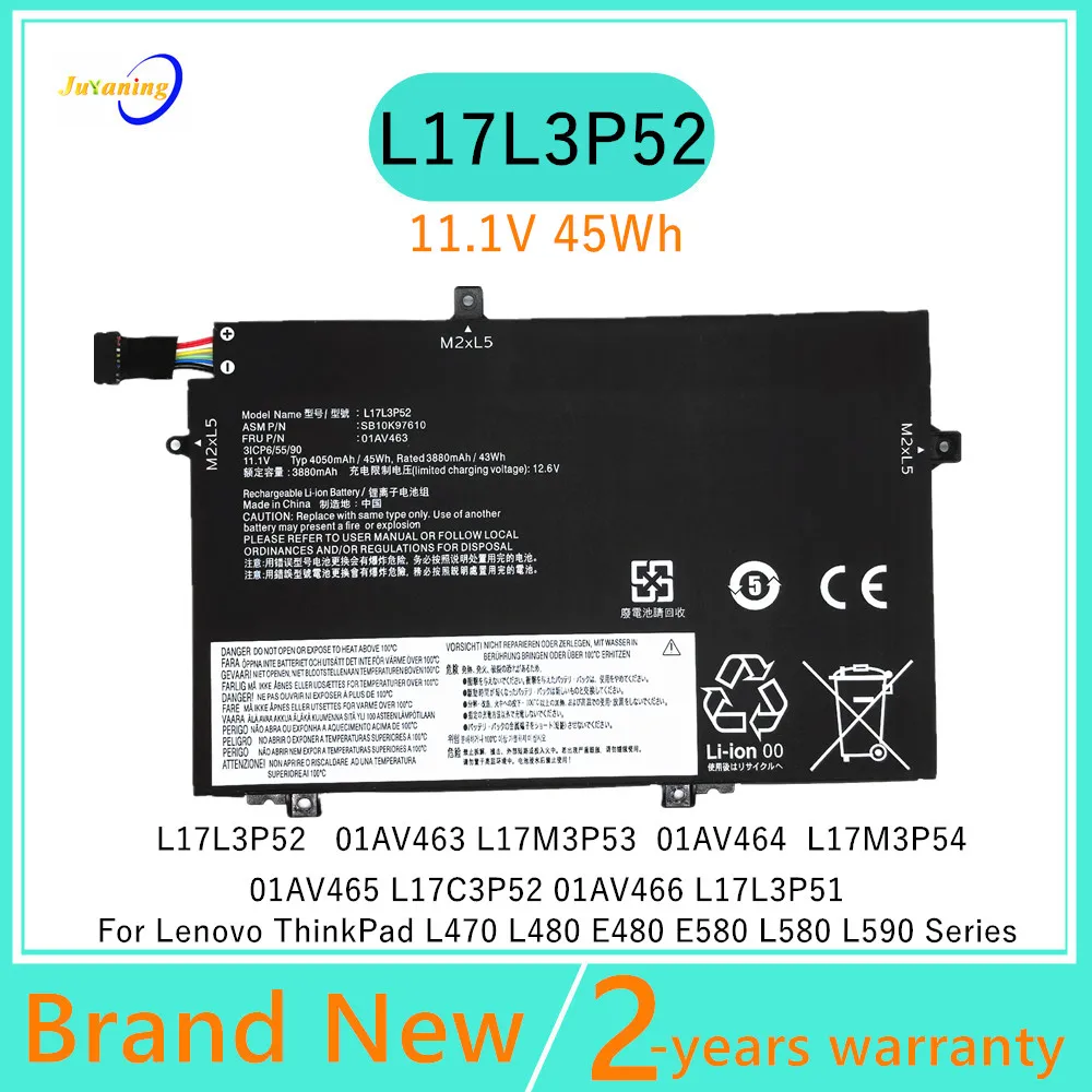 L17L3P52 01AV465 batería del ordenador portátil para Lenovo ThinkPad L480 L490 L580 L590 01AV463 L17M3P53 L17M3P54 01AV464 L17C3P52 L17L3P51