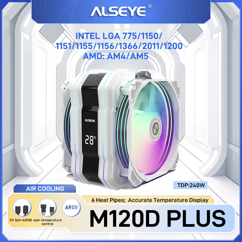 ALSEYE Disipador CPU ARGB 120mm PWM 6 Heatpipes Intel LGA1700 - imagen 2