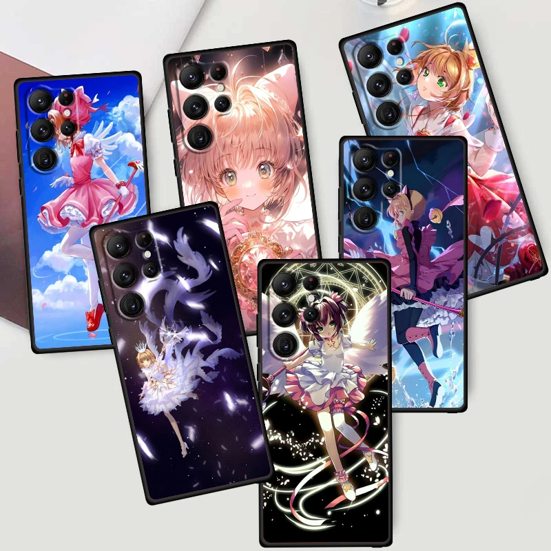 Card-Captor-Sakura Comic Art para Samsung Galaxy S24, S23, S22, S21, S20 FE, S10, S10E Plus, Ultra Pro Lite, 5G, Funda negra para teléfono