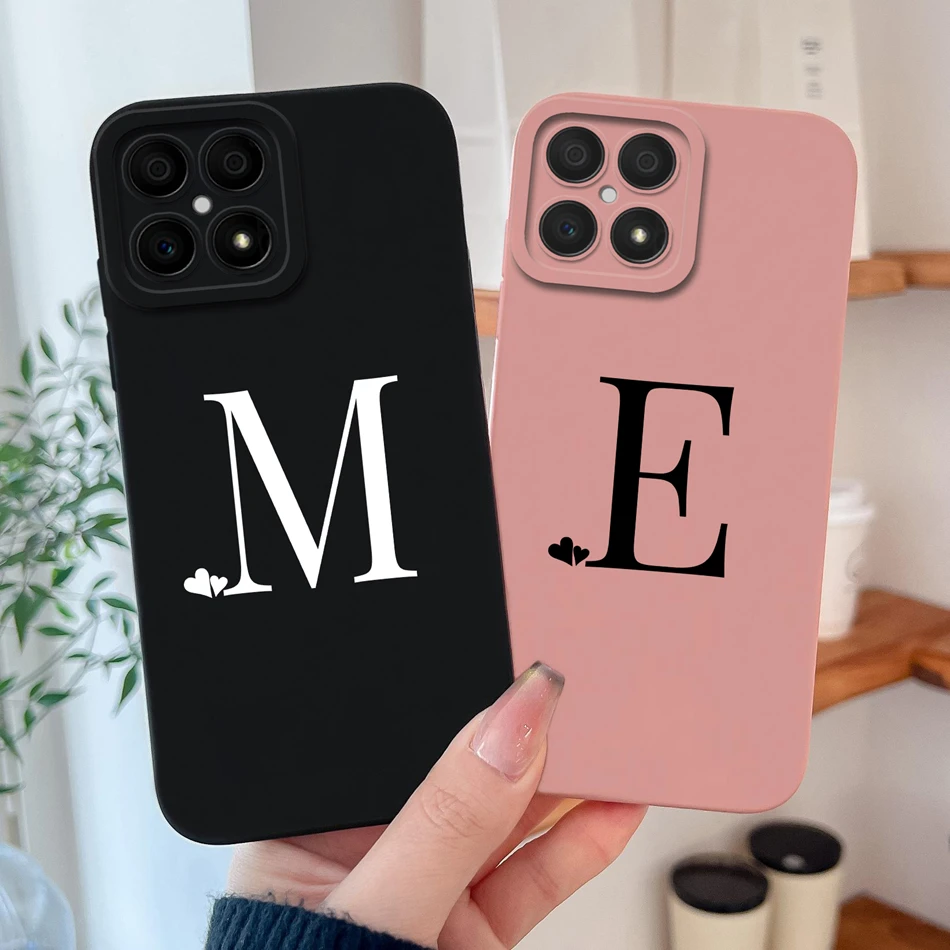 Para Honor X8 4G Funda de teléfono letras de corazón simples parachoques de silicona líquida de alta calidad para Honor X 8 Funda antideslizante ligera - imagen 2