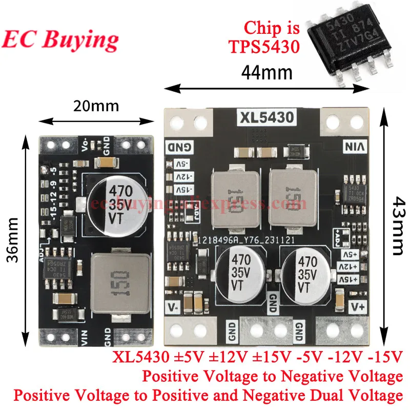 5 uds/1 unidad XL5430 TPS5430 DC módulo de fuente de alimentación de placa reductora 5V 9V 12V 15V baja ondulación voltaje Dual positivo y negativo - imagen 2