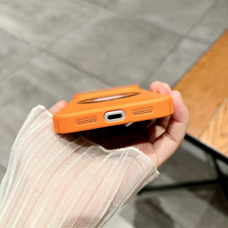 Funda magnética de carga inalámbrica mate de lujo para iPhone 17 16 15 14 Plus 13 12 11 Pro Max, funda dura para PC con pantalla de logotipo - imagen 5