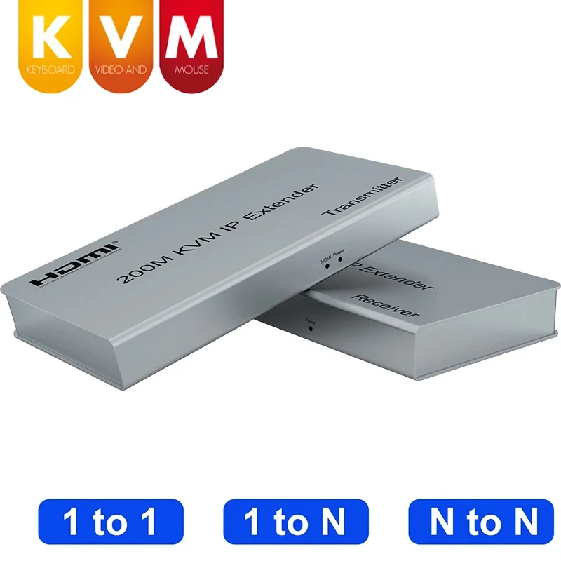 Extensor HDMI IP KVM de 200M sobre Cable RJ45 Cat5e/6 1080P HDMI KVM extensor USB a través de interruptor de red compatible con Control de teclado y ratón - imagen 2