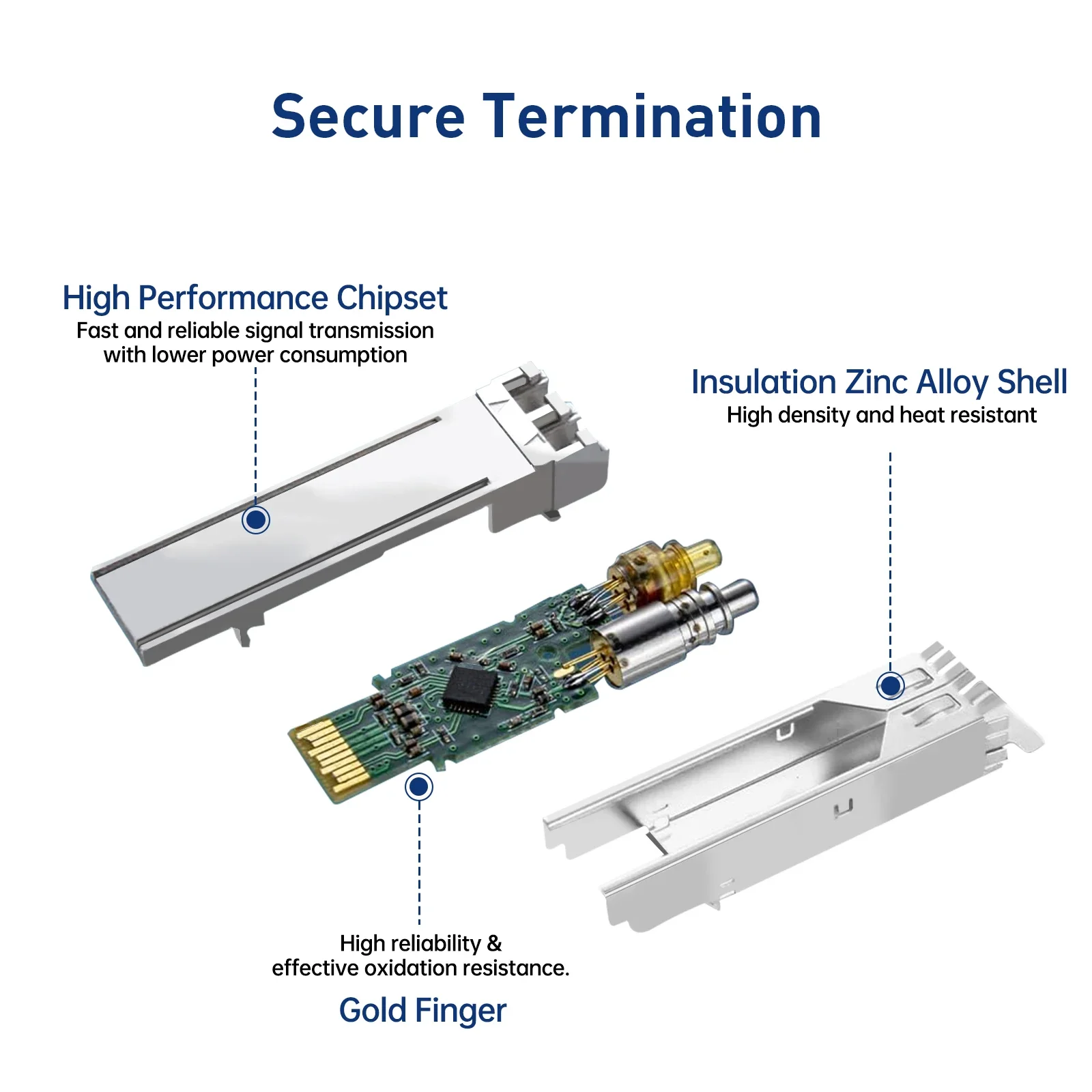 ZoeRax 1,25G LC SFP módulo óptico dúplex monomodo LC Gigabit SFP módulo transceptor de fibra 1000 Base BX 1310nm hasta 20km DDM - imagen 3