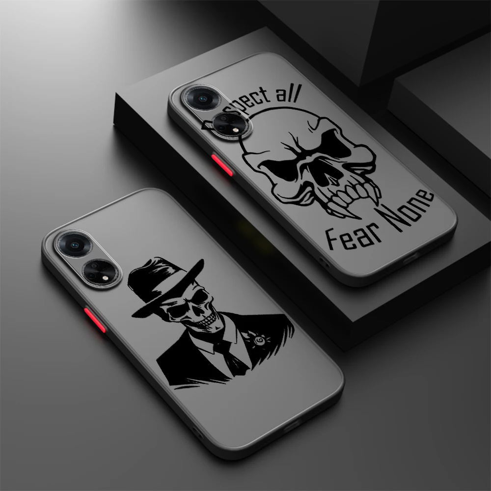 The Red Skulls Cool Marvel Art translúcido esmerilado para OPPO X5 X3 A54S A5 A94 A16 A53S A57 A74 A72 A96 A98 A78 5G Back