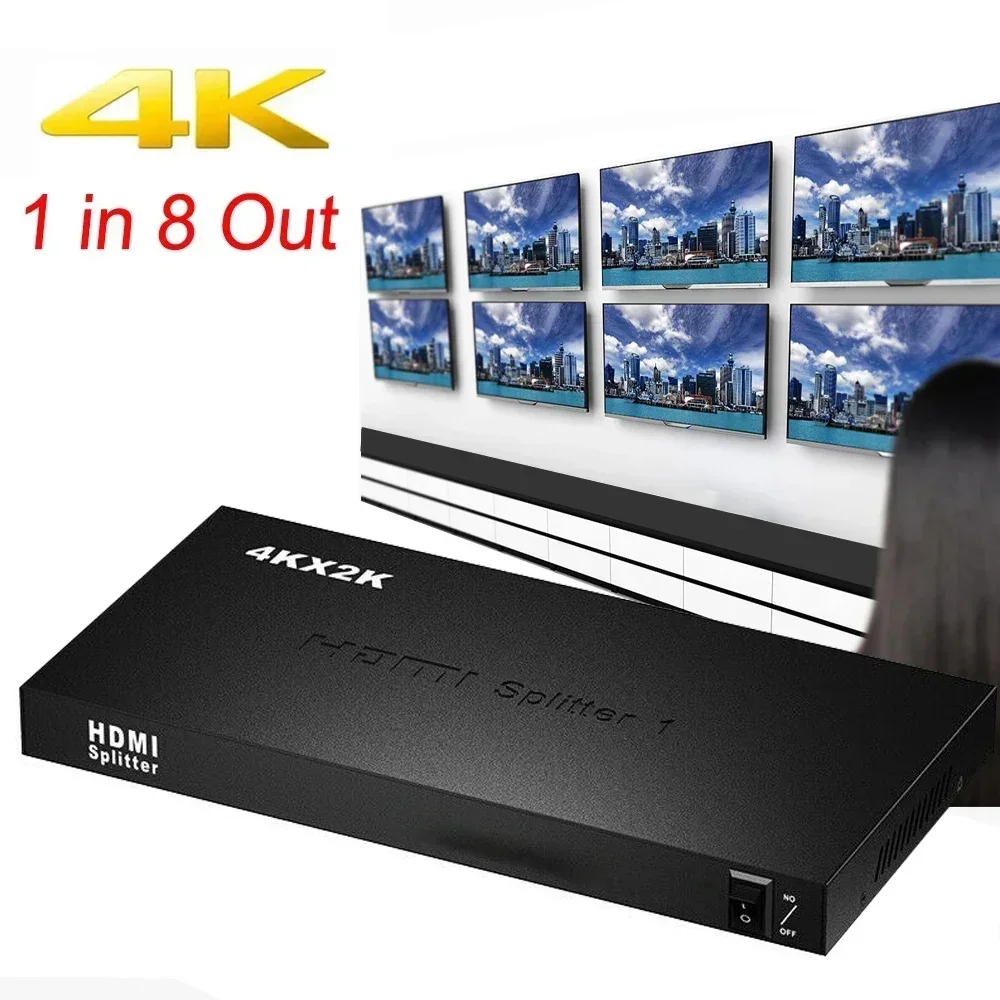 Divisor 4K HDMI 1X8, 1 en 8 salidas, convertidor de Audio y vídeo HDMI para DVD, PS3, Xbox, PS4, ordenador portátil, PC a Monitor de TV, pantalla múltiple - imagen 3