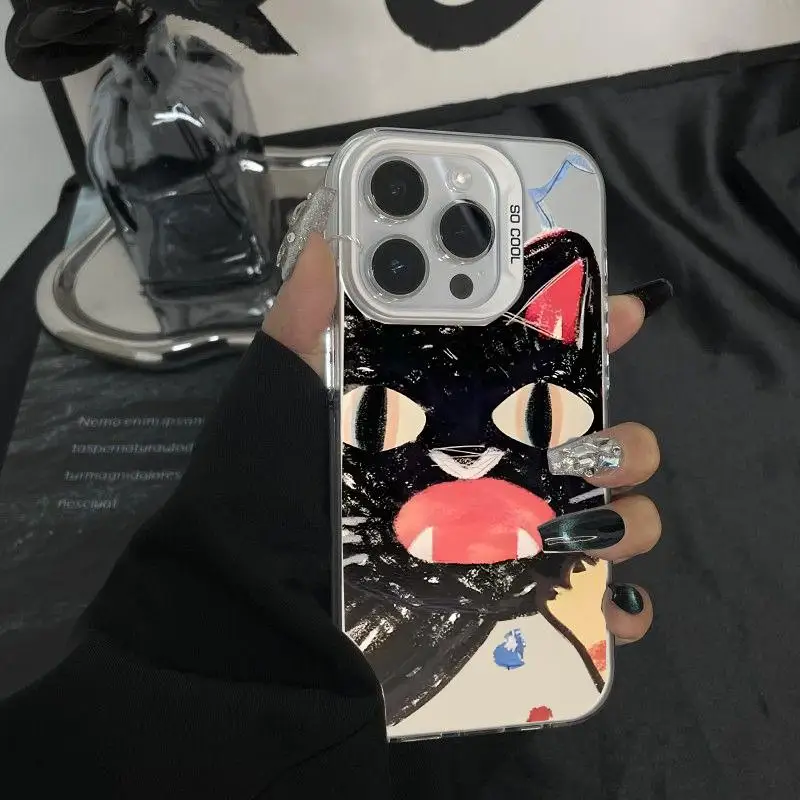 Funda de gato Angry Doodle para Iphone, cubierta de acrílico duro a prueba de golpes, mate, IMD, 15 Pro Max, 11, 12, 13, 14 Pro Max, XS Max, XR - imagen 3