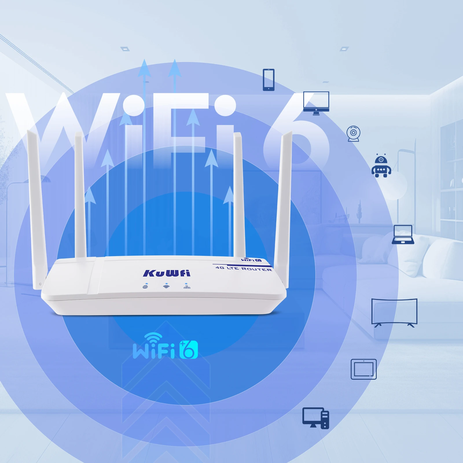Enrutador KuWFi 2,4G LTE, punto de acceso para el hogar, WiFi 6, enrutador Wifi LAN WAN IPV6/IPV4 con ranura para tarjeta SIM, compatible con cobertura WiFi de 10 usuarios - imagen 4
