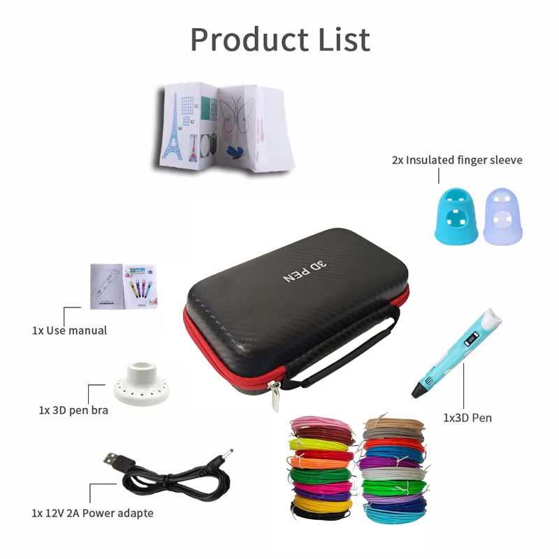 Bolígrafo 3D para niños, pluma de impresión de dibujo con pantalla LCD con filamento PLA de 1,75mm, juguetes para niños, regalo de Navidad y cumpleaños DIY - imagen 2